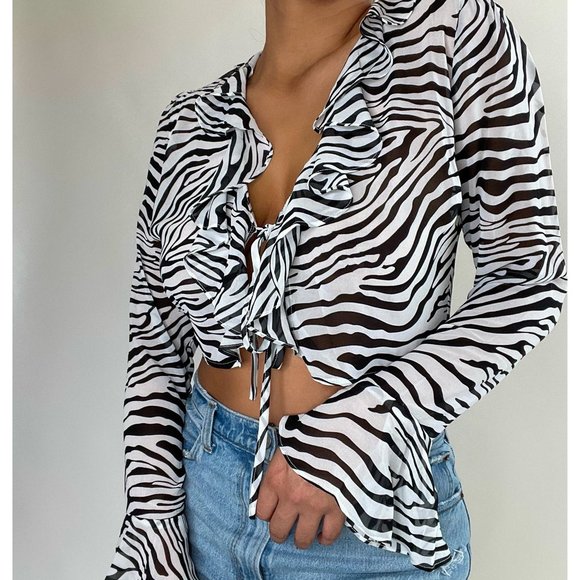 Zebra Chiffon Top NWT - Picture 1 of 3